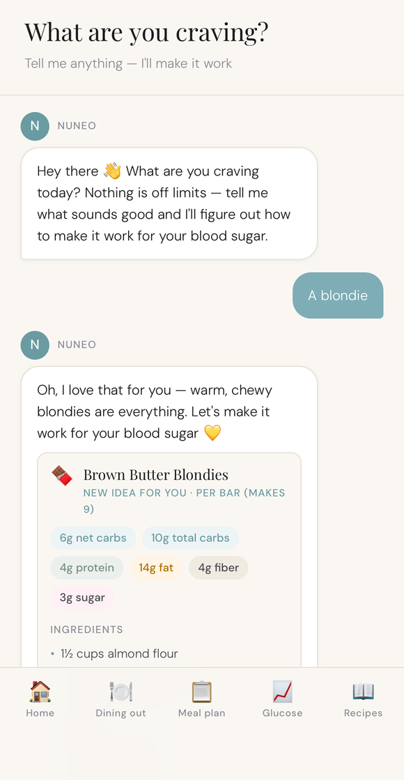 Craving assistant in the Nuneo app